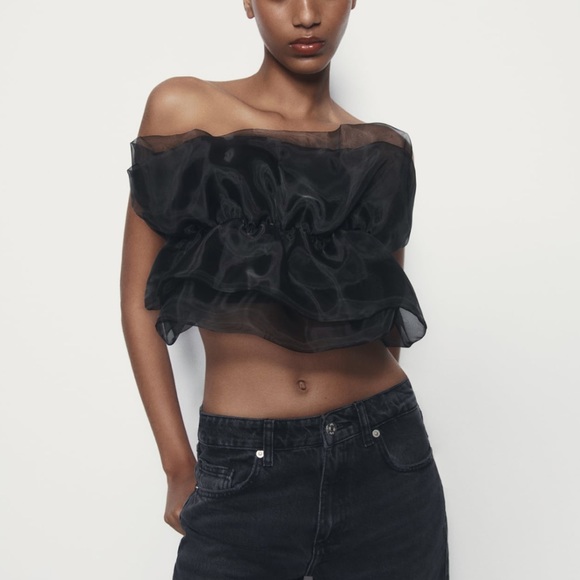 ZARA ORGANZA BANDEAU TOP - Picture 3 of 8